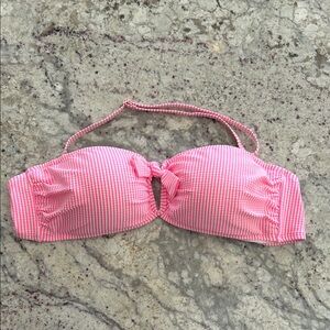 Lilly Pulitzer Swim Bandeau Top Sz 12 Pink & White Seersucker Stripe